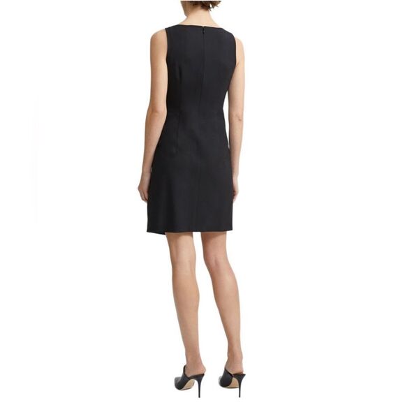 Theory Black Wrap Effect Shift Dress in Good Wool Size 6 - Picture 3 of 10
